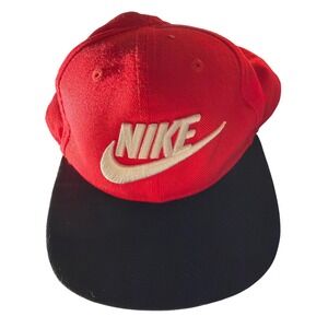 Nike Red Black Baseball Cap Snapback Child Size Embroidered Swoosh Logo
